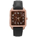 Chocolate Texture, Dark Chocolate Background Rose Gold Leather Watch 