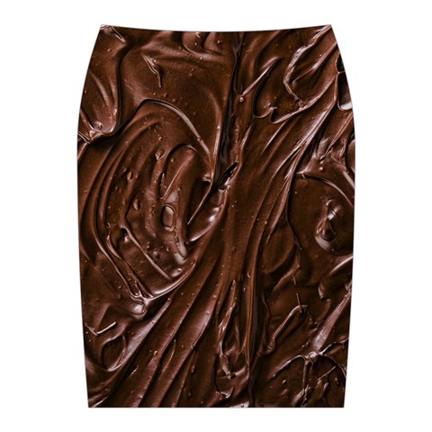 Chocolate Texture, Dark Chocolate Background Midi Wrap Pencil Skirt from ArtsNow.com Back