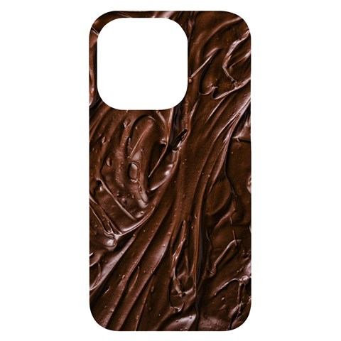 Chocolate Texture, Dark Chocolate Background iPhone 14 Pro Black UV Print Case from ArtsNow.com Front