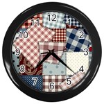 Cloth Patches Texture Macro, Patches Of Cloth Wall Clock (Black)