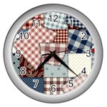 Cloth Patches Texture Macro, Patches Of Cloth Wall Clock (Silver)