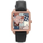 Cloth Patches Texture Macro, Patches Of Cloth Rose Gold Leather Watch 