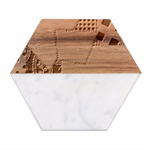 Cloth Patches Texture Macro, Patches Of Cloth Marble Wood Coaster (Hexagon) 