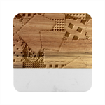 Cloth Patches Texture Macro, Patches Of Cloth Marble Wood Coaster (Square)