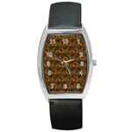 Blue Bloom Bouquet Barrel Style Metal Watch