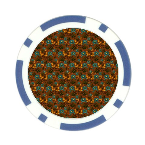 Blue Bloom Bouquet Poker Chip Card Guard from ArtsNow.com Front