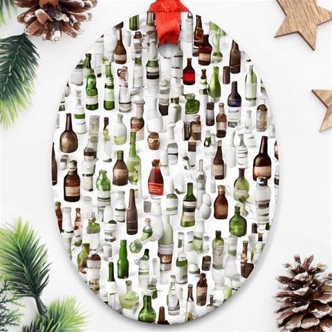 Bottle Chic Print Patterns Ornament (Oval) from ArtsNow.com Front