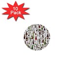 Bottle Chic Print Patterns 1  Mini Buttons (10 pack) 