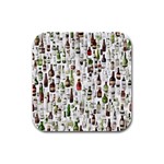 Bottle Chic Print Patterns Rubber Square Coaster (4 pack)