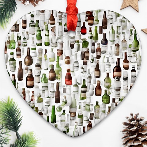 Bottle Chic Print Patterns Heart Ornament (Two Sides) from ArtsNow.com Front