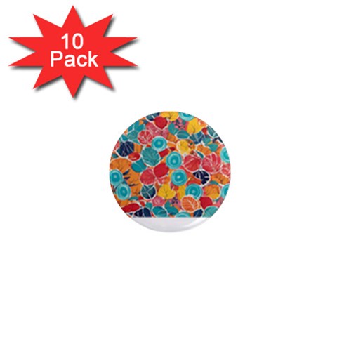 floral and leaves pattern 1  Mini Magnet (10 pack)  from ArtsNow.com Front