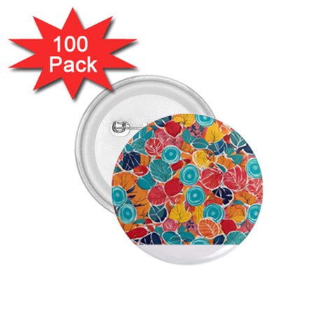 floral and leaves pattern 1.75  Buttons (100 pack)  from ArtsNow.com Front