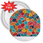 floral and leaves pattern 3  Buttons (10 pack) 