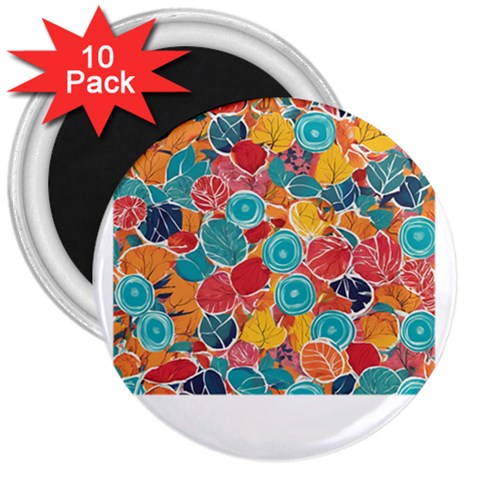 floral and leaves pattern 3  Magnets (10 pack)  from ArtsNow.com Front