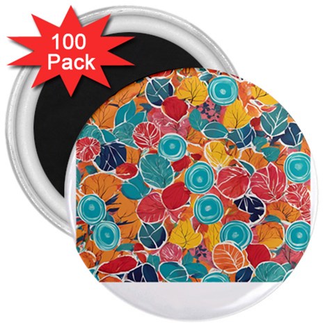 floral and leaves pattern 3  Magnets (100 pack) from ArtsNow.com Front