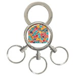 floral and leaves pattern 3-Ring Key Chain