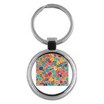 floral and leaves pattern Key Chain (Round)