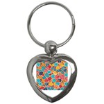 floral and leaves pattern Key Chain (Heart)