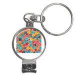 floral and leaves pattern Nail Clippers Key Chain