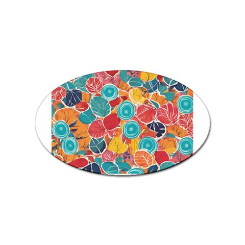 floral and leaves pattern Sticker (Oval) from ArtsNow.com Front