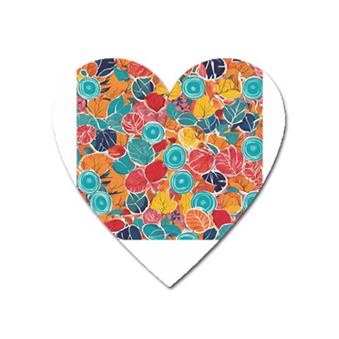 floral and leaves pattern Heart Magnet from ArtsNow.com Front