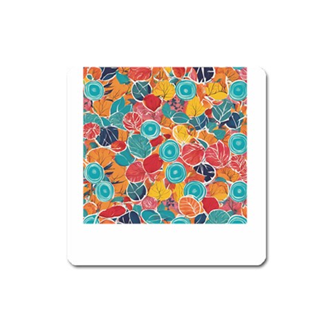 floral and leaves pattern Square Magnet from ArtsNow.com Front