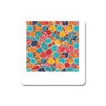 floral and leaves pattern Square Magnet