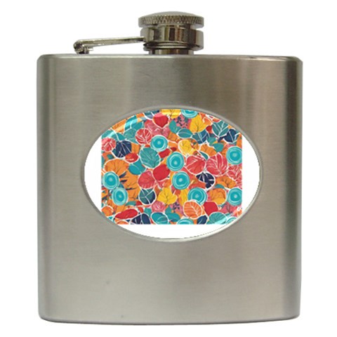 floral and leaves pattern Hip Flask (6 oz) from ArtsNow.com Front