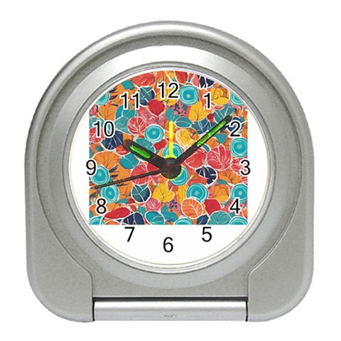 floral and leaves pattern Travel Alarm Clock from ArtsNow.com Front