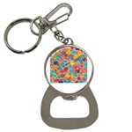 floral and leaves pattern Bottle Opener Key Chain