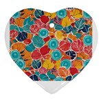 floral and leaves pattern Heart Ornament (Two Sides)