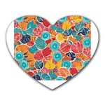 floral and leaves pattern Heart Mousepad