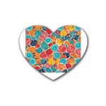 floral and leaves pattern Rubber Coaster (Heart)