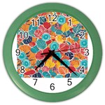 floral and leaves pattern Color Wall Clock