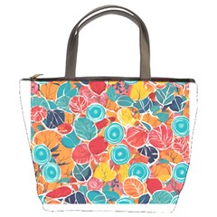 floral and leaves pattern Bucket Bag from ArtsNow.com Front