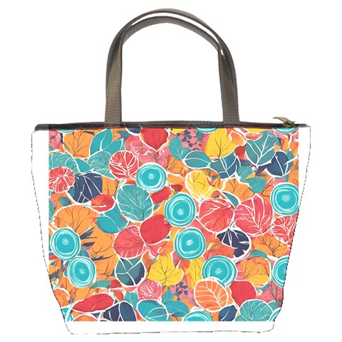 floral and leaves pattern Bucket Bag from ArtsNow.com Back