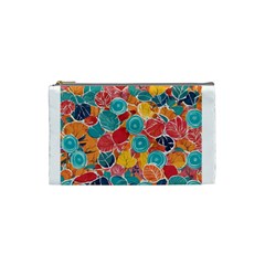 floral and leaves pattern Cosmetic Bag (Small) from ArtsNow.com Front