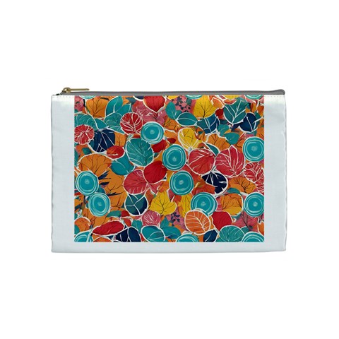 floral and leaves pattern Cosmetic Bag (Medium) from ArtsNow.com Front