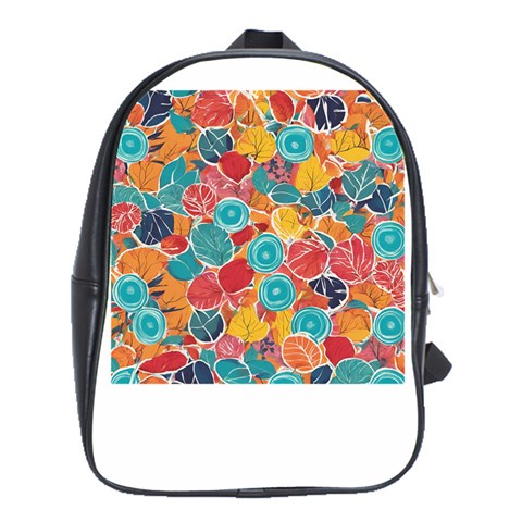 floral and leaves pattern School Bag (Large) from ArtsNow.com Front