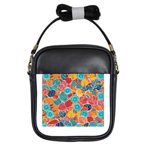 floral and leaves pattern Girls Sling Bag from ArtsNow.com Front