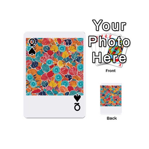 Queen floral and leaves pattern Playing Cards 54 Designs (Mini) from ArtsNow.com Front - SpadeQ