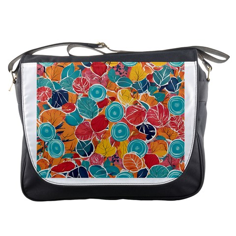 floral and leaves pattern Messenger Bag from ArtsNow.com Front