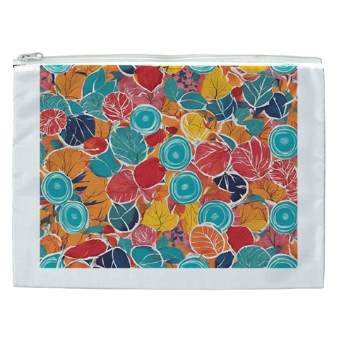 floral and leaves pattern Cosmetic Bag (XXL) from ArtsNow.com Front