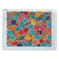 floral and leaves pattern Cosmetic Bag (XXL) from ArtsNow.com Front