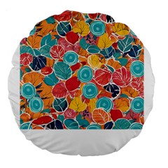 floral and leaves pattern Large 18  Premium Round Cushions from ArtsNow.com Front