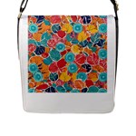 floral and leaves pattern Flap Closure Messenger Bag (L)