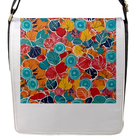 floral and leaves pattern Flap Closure Messenger Bag (S) from ArtsNow.com Front