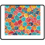 floral and leaves pattern Two Sides Fleece Blanket (Medium)