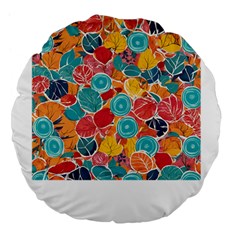 floral and leaves pattern Large 18  Premium Flano Round Cushions from ArtsNow.com Front