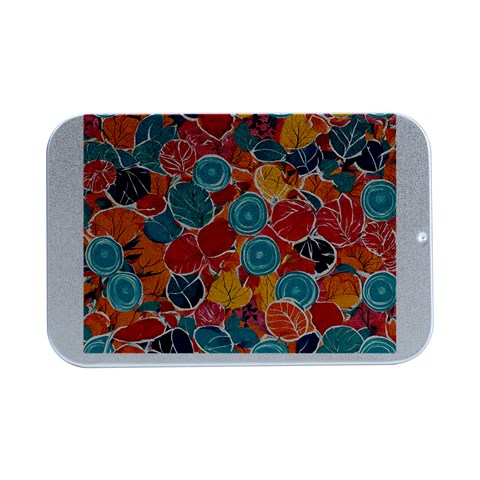 floral and leaves pattern Open Lid Metal Box (Silver)   from ArtsNow.com Front